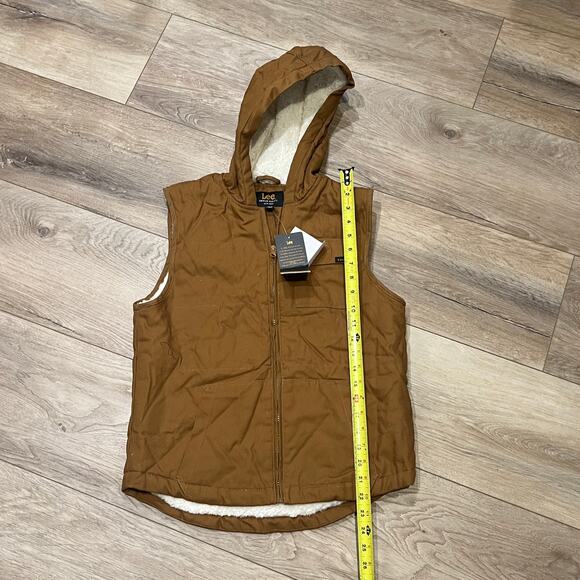 LEE Boys' Hooded Sherpa Lined Canvas Vest Size L In Wheat - Picture 2 of 8